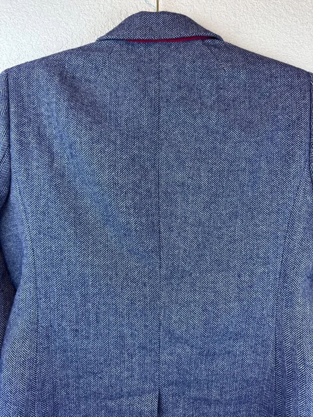 J.Crew Blue Herringbone Wool Blend Blazer Size 4 Gold Button Tailored Jacket - Picture 10 of 11